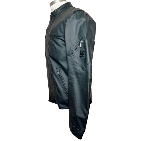 New Authentic Belstaff Black Leather Café Racer Hardmead Blouson Size L Jacket - Picture 11 of 13